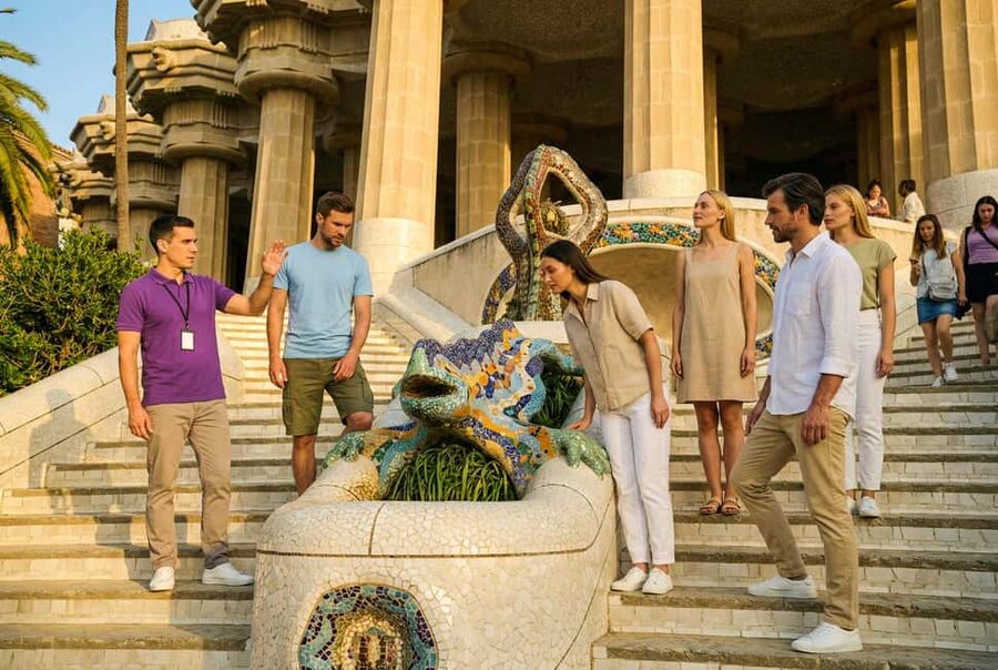 Barcelona: Gaudí’s Park Güell Tour with Fast-Track Ticket - The terrace and Barcelona views