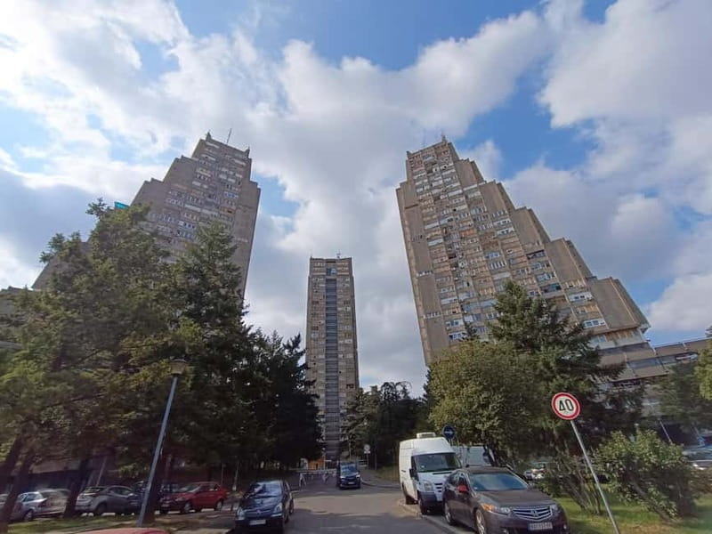 Belgrade: Space architecture tour - brutalist architecture - The Eastern Gate and Rudo buildings