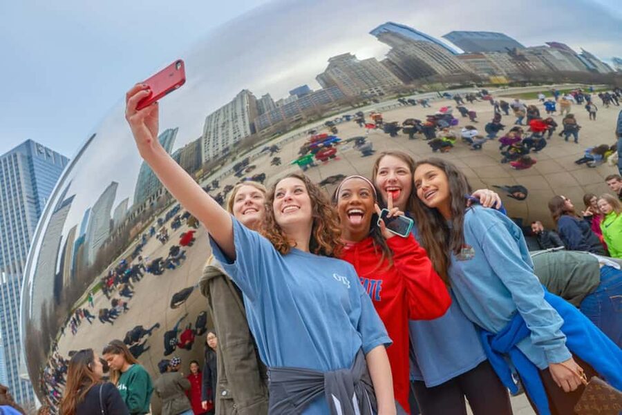 Chicago History and Architecture Walking Tour - Crossing the DuSable Bridge toward the river